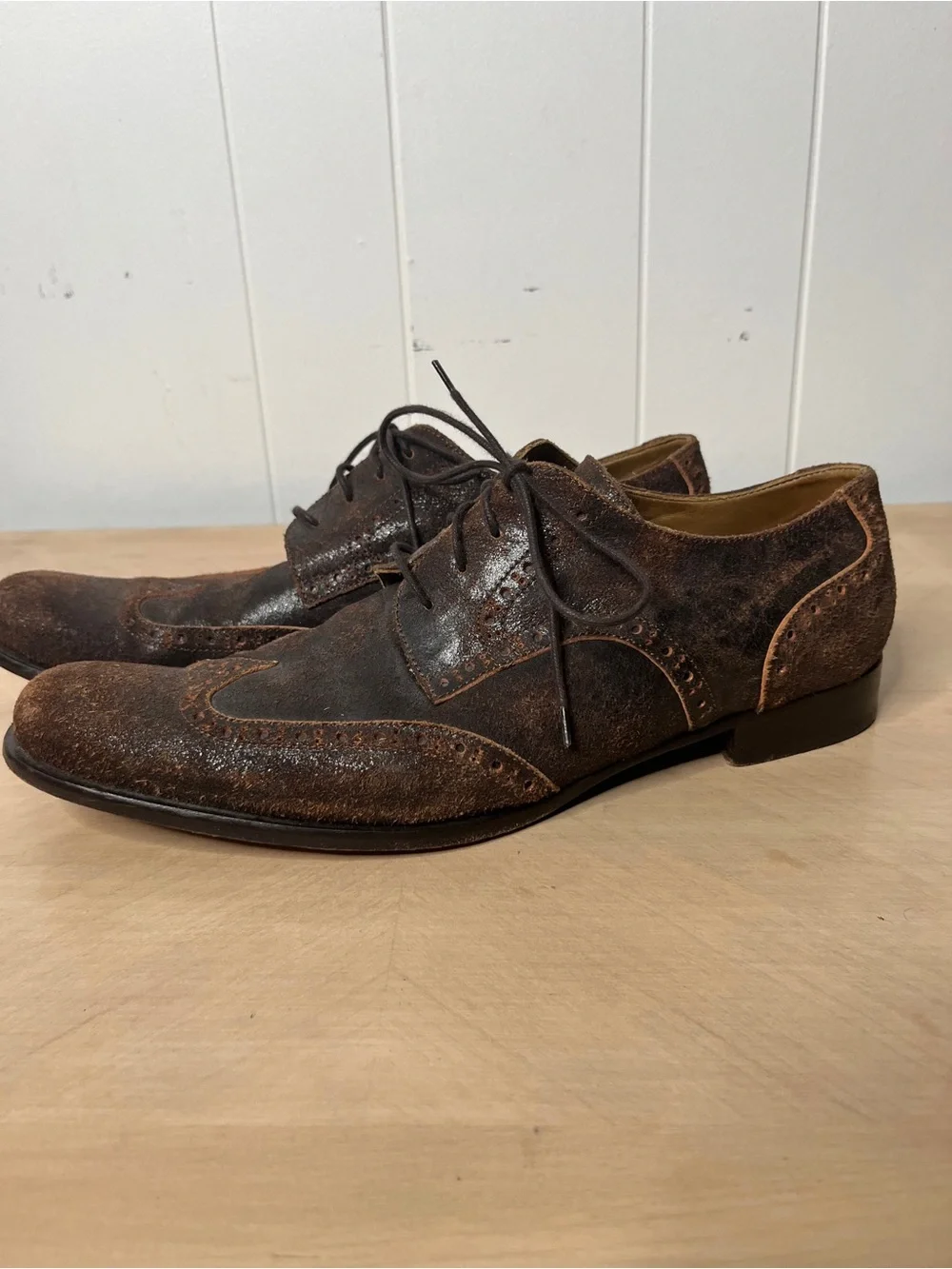 Billy Reid Men's Brown Wingtip Lace-Up Dress Shoes Suede Size 10 Italian